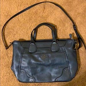 Leather coach handbag midnight blue